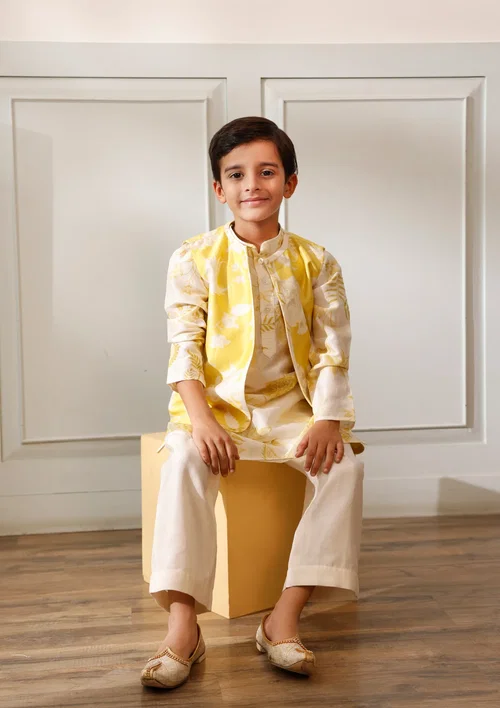 Kids Citrus Bundi & Kurta Set Image