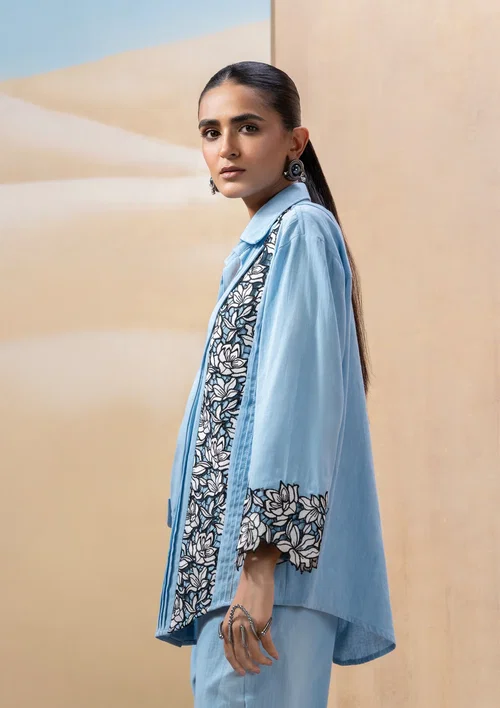 Powder Blue Shirt Co-ord Set