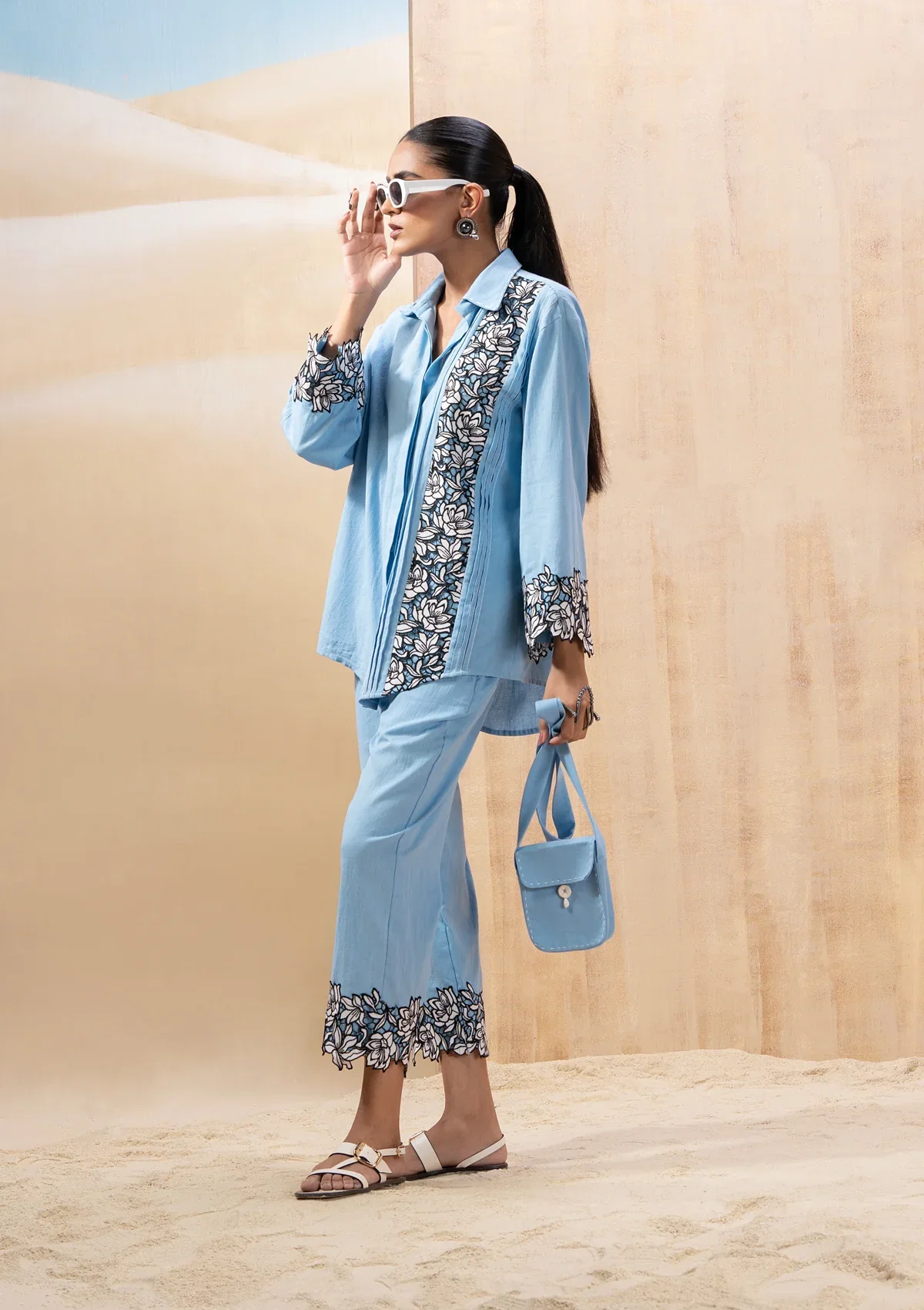 Powder Blue Shirt Co-ord Set Image 