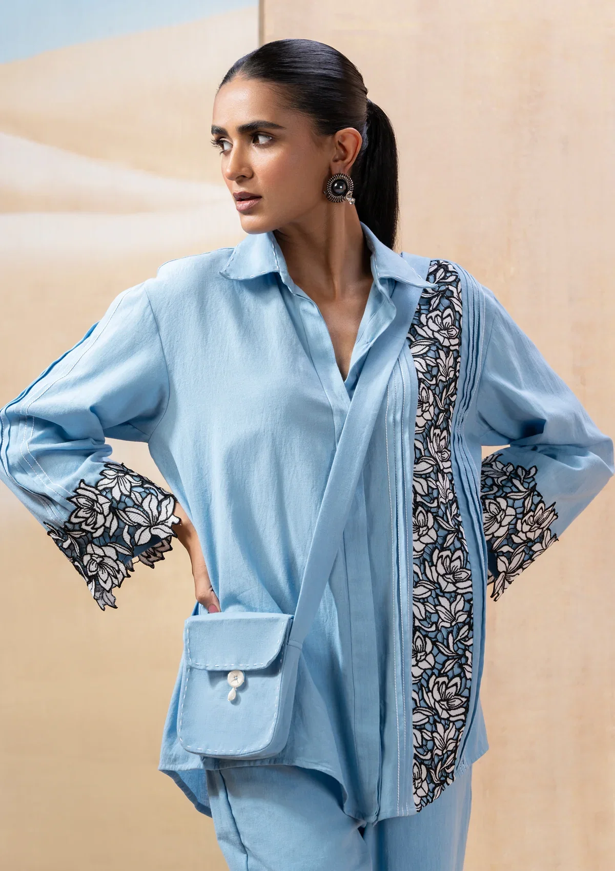 Powder Blue Shirt Co-ord Set Image 
