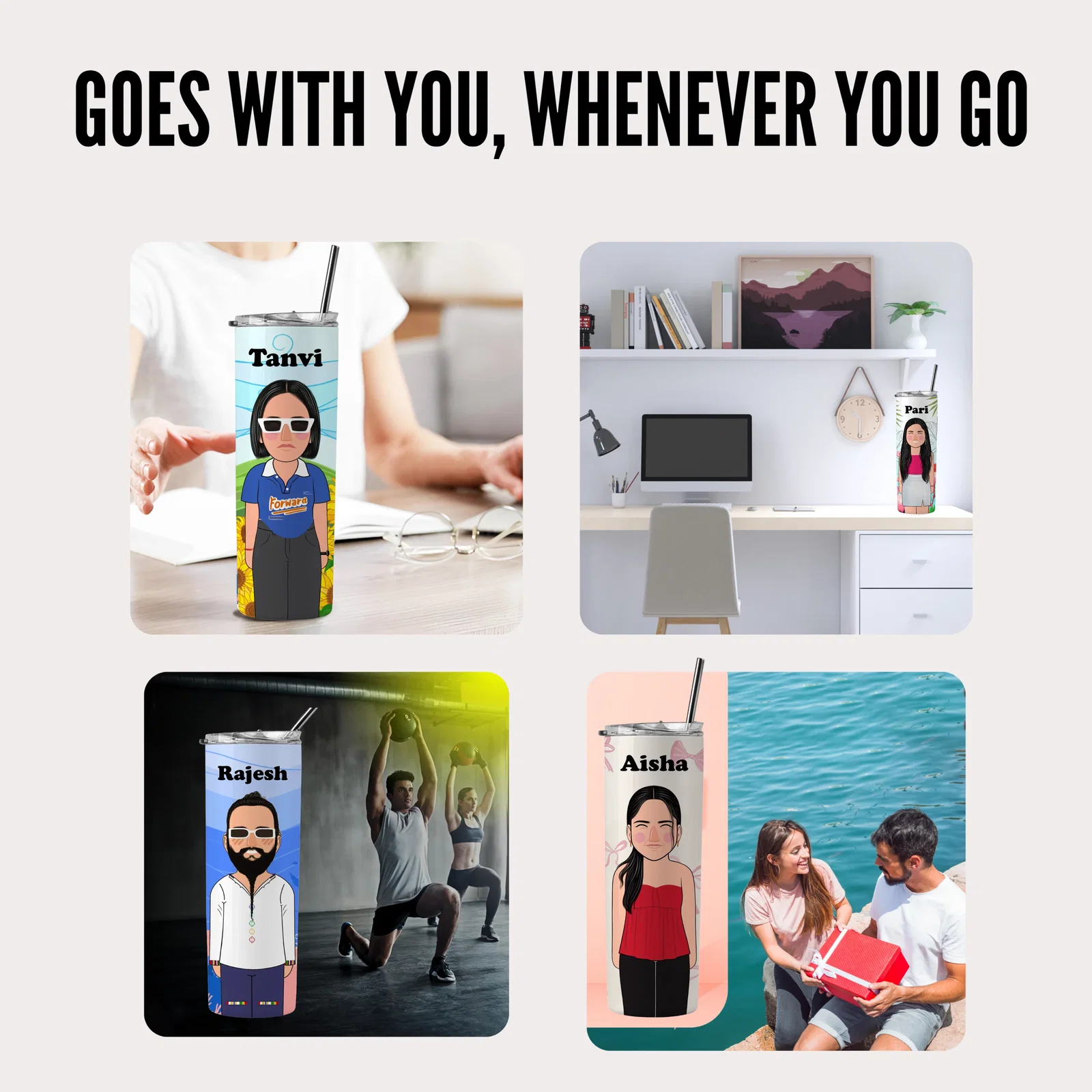 Personalized Stainless Steel Tumbler With Straw Image 