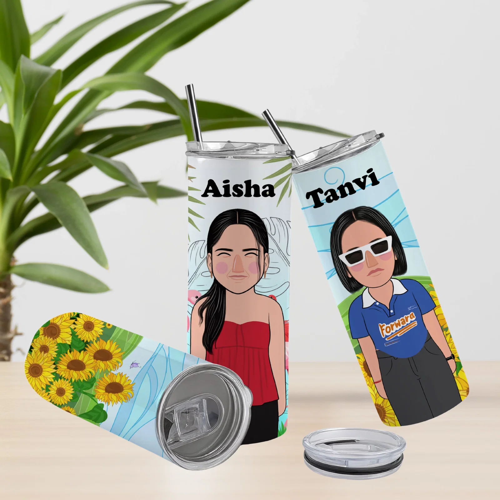 Personalized Stainless Steel Tumbler With Straw Image 