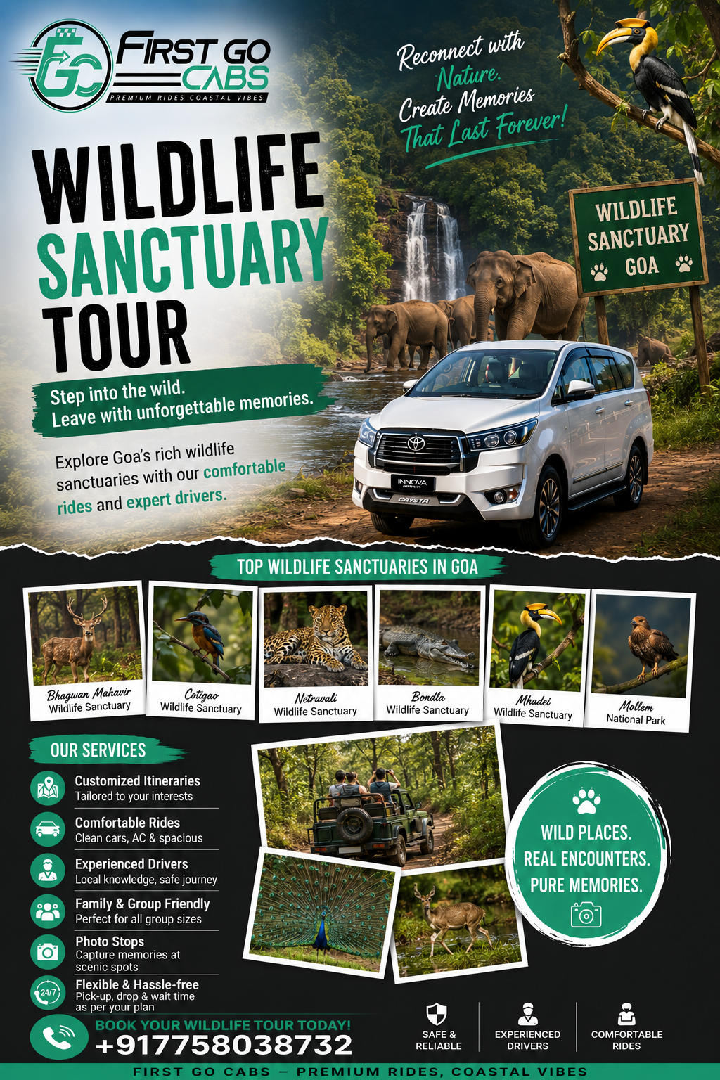 Wildlife Sanctuary taxi booking service in Goa by FirstGoCabs