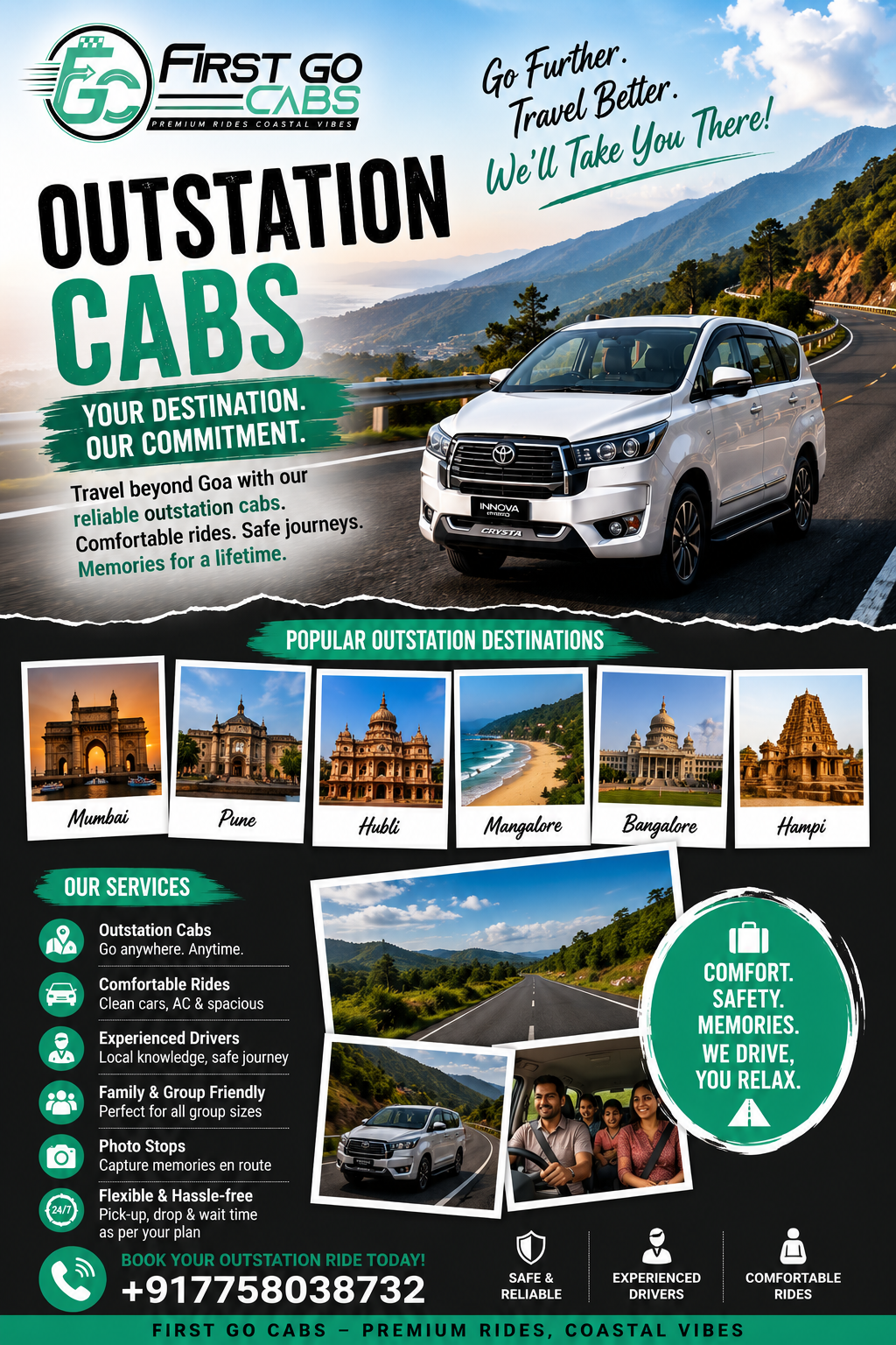 Long distance travel by private taxi Fistgo cabs Goa
