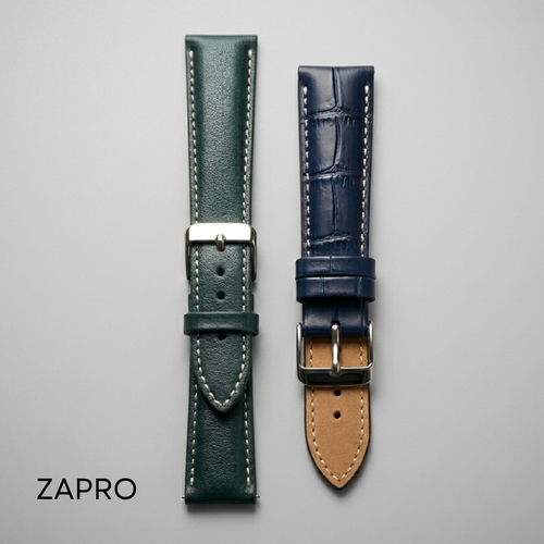 18mm Elegant Green Leather Watch Straps Half-Padded