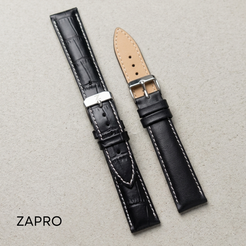 Combo 18mm Alligator -Embossed & Elegant Black Leather Watch Straps  Image