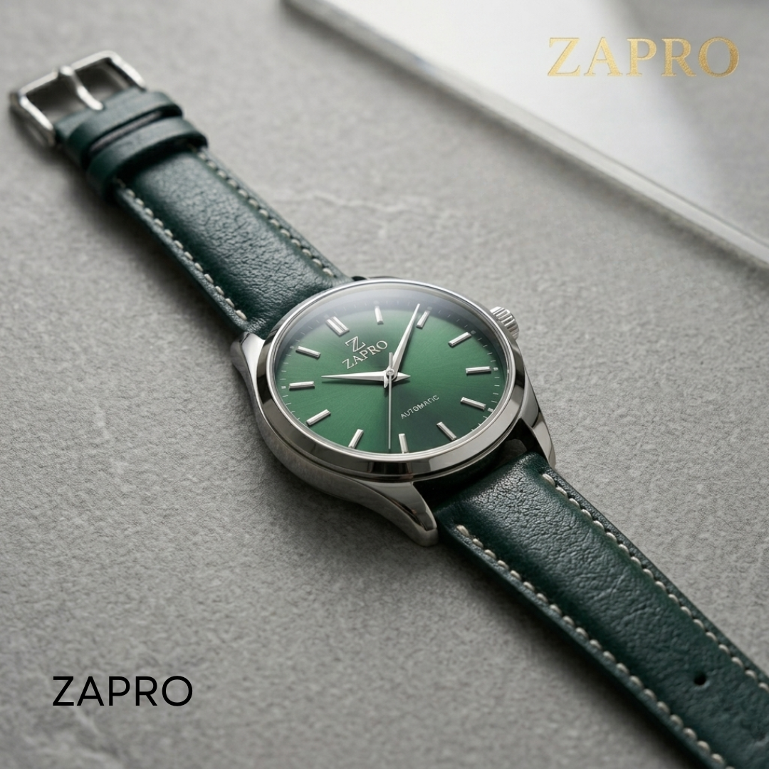 22mm Elegant Green Plain Leather Watch Strap