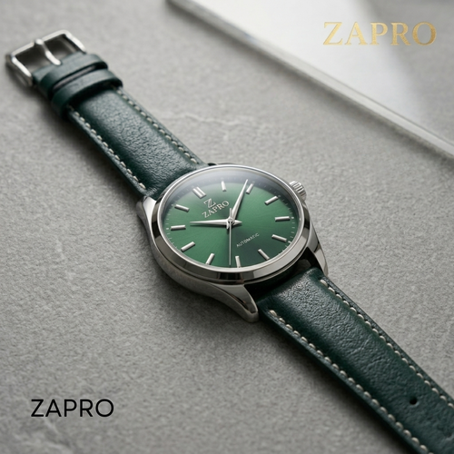 22mm Elegant Green Plain Leather Watch Strap