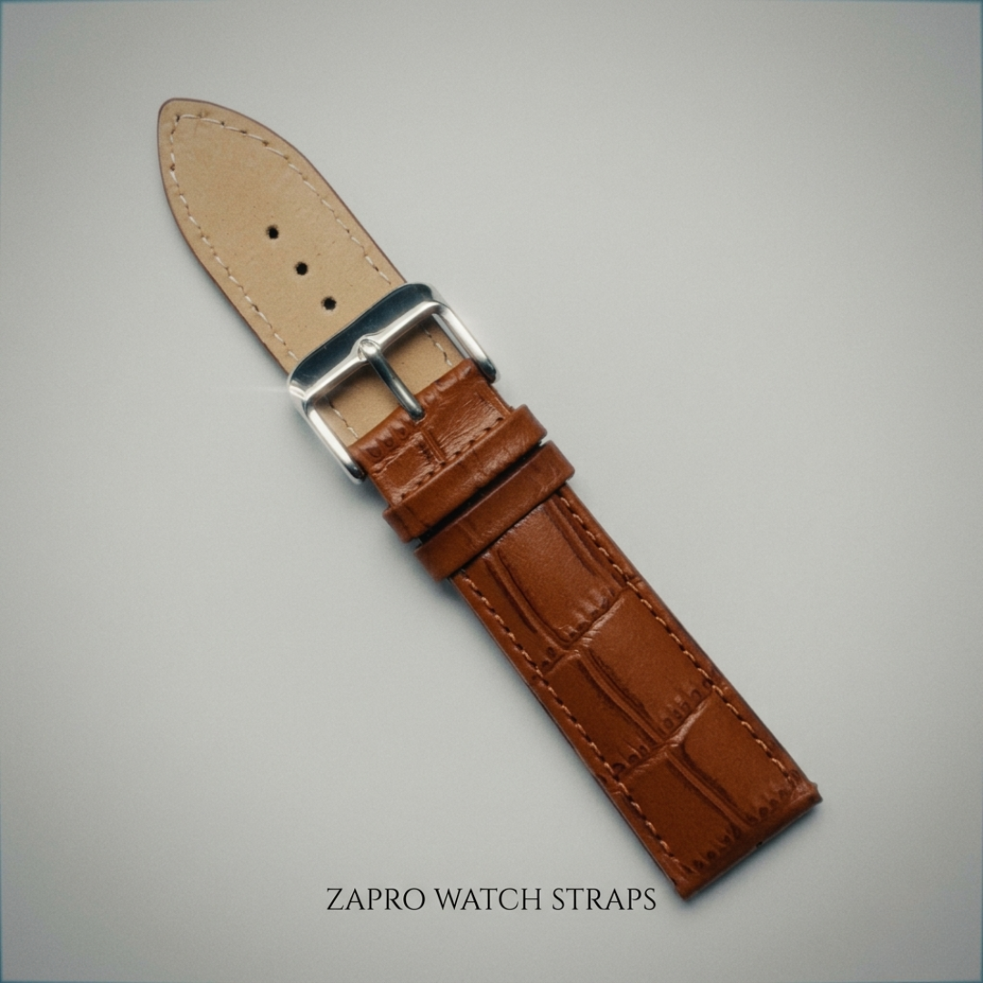 20mm Alligator- Embossed Tan Leather Watch Straps Image