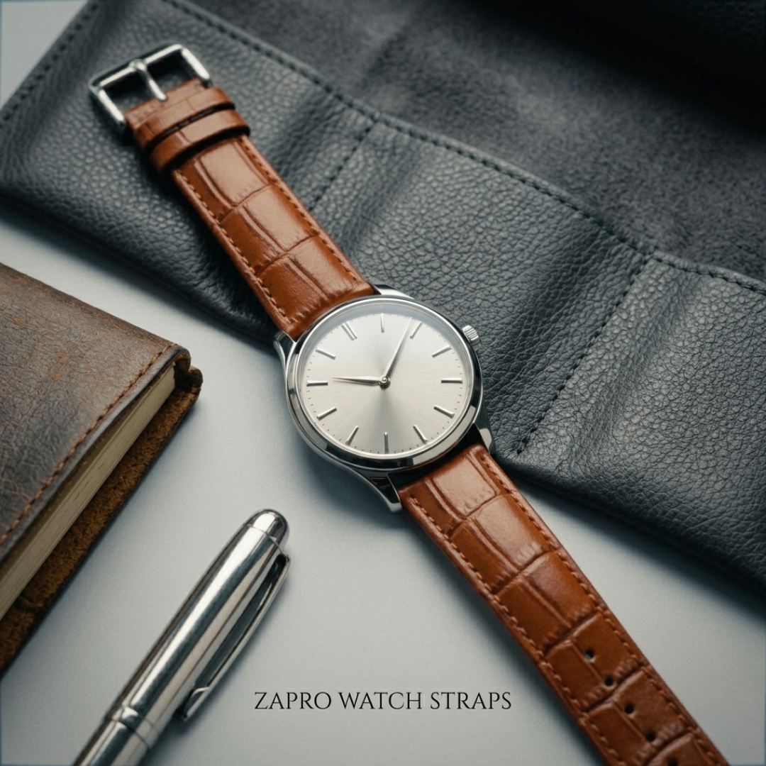 20mm Alligator- Embossed Tan Leather Watch Straps