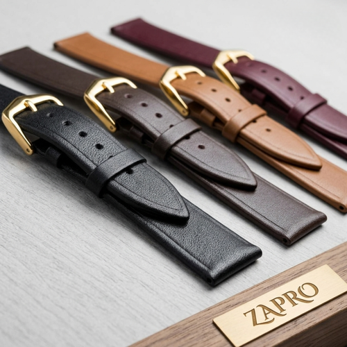 18mm Golden Buckle  Elegant Tan Leather Watch Strap – Non-Padded