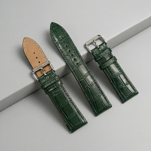 22mm Green Alligator Embossed Leather Watch Strap 