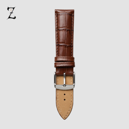 22mm Premium Dark Tan Alligator Embossed Leather Watch Strap Image