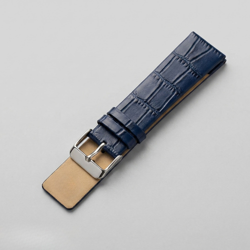 22mm Alligator Embossed Blue Ultra Slim Leather Watch Strap – Zapro Image