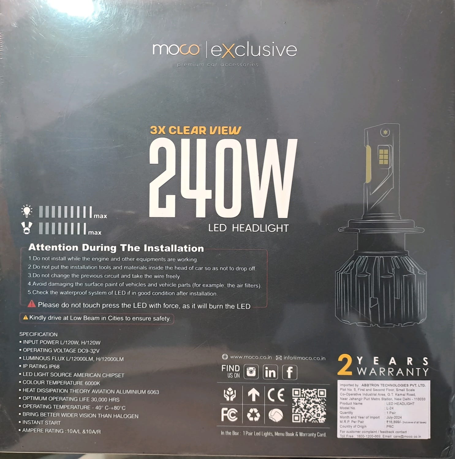 MOCO 240 WATT LED HEADLIGHT