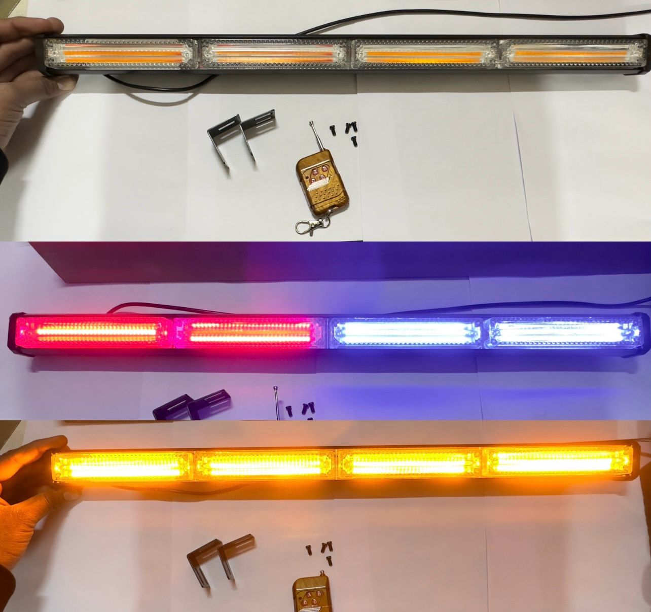 24 INCH POLICE LIGHT FLASHER WITH REMOTE (RED,BLUE AND WHITE) Image