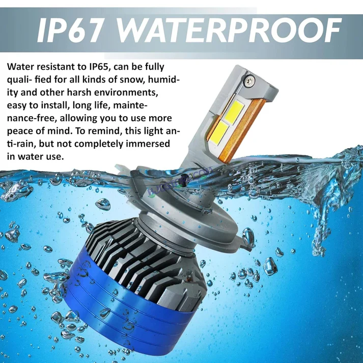 HJG 300W H4 LED Vehicle Headlight Bulb (2 * 150 WATTS) 2 Pc LED Headlight Bulb H4 150W For All Cars (Low and High Beam Bulbs (White) AC/DC 300Watt) - Type H4 Image 