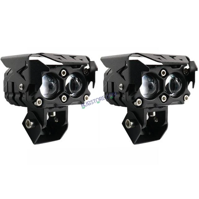 HJG Double Lens Future Eyes 2 Lens Dual Tone Fog Light with Smart LED 12-80W with Universal Fit for All Cars and Bikes Image
