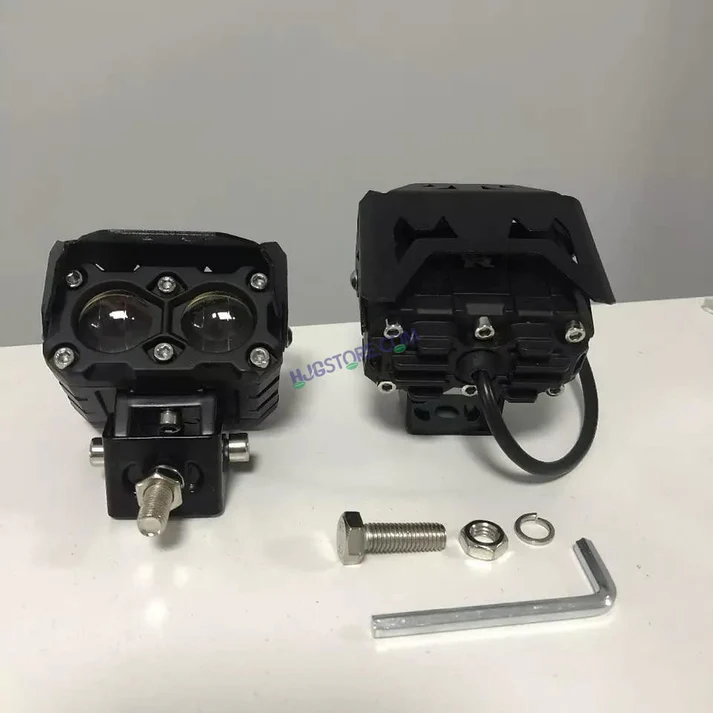 HJG Double Lens Future Eyes 2 Lens Dual Tone Fog Light with Smart LED 12-80W with Universal Fit for All Cars and Bikes Image 