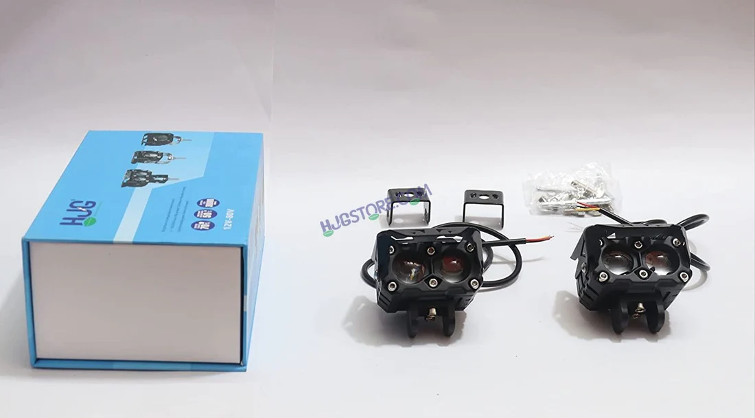 HJG Double Lens Future Eyes 2 Lens Dual Tone Fog Light with Smart LED 12-80W with Universal Fit for All Cars and Bikes