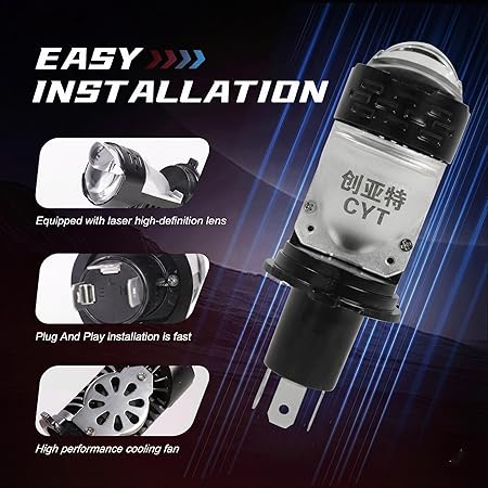 CYT Dual Lens Projector H4 LED Headlight Bulb Image 