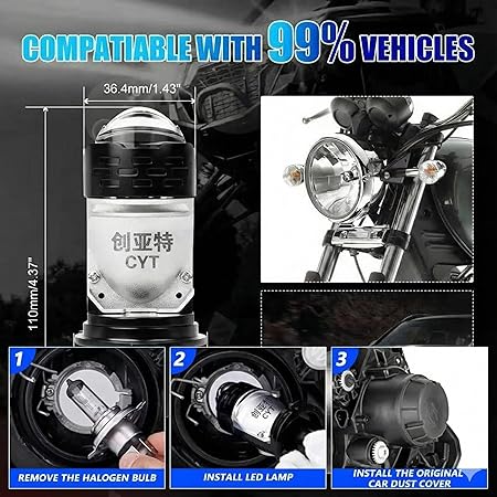 CYT Dual Lens Projector H4 LED Headlight Bulb