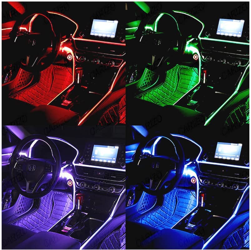 Universal Car LED Atmosphere Ambient Lighting Kit Interior Strip Light Image 