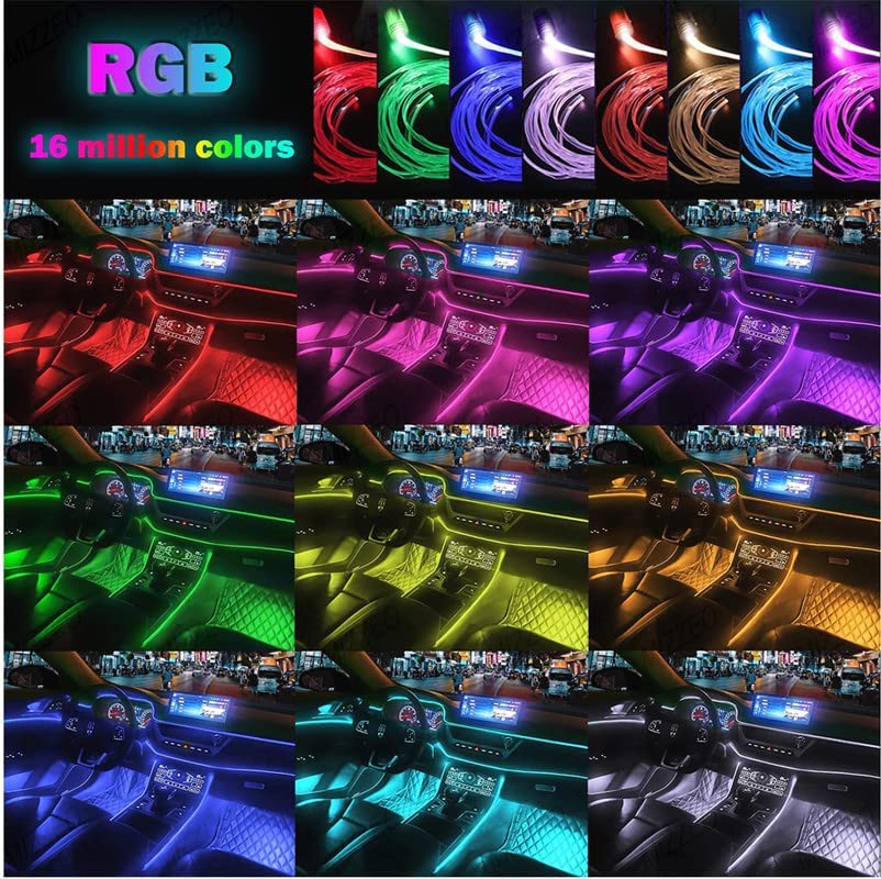 Universal Car LED Atmosphere Ambient Lighting Kit Interior Strip Light Image 