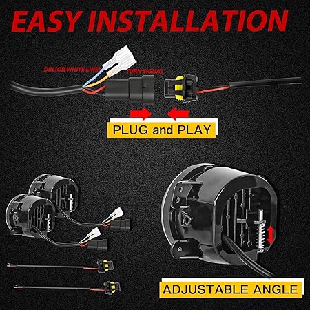 4 Inch White Amber Ring DRL Fog Light | Round LED White Light Fog Lamp Assembly | Dual Color White & Amber Ring | Universal Fit for All Cars Image 