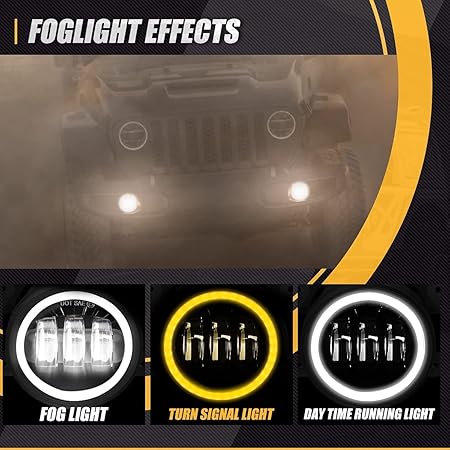 4 Inch White Amber Ring DRL Fog Light | Round LED White Light Fog Lamp Assembly | Dual Color White & Amber Ring | Universal Fit for All Cars Image 