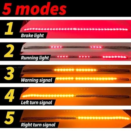 48 Inch Sequential Amber Turn Signal Tailgate Light Strip | Double Flashing LED Truck Tail Light | Universal Fit for Cars, Trucks, SUV & Vans Image 