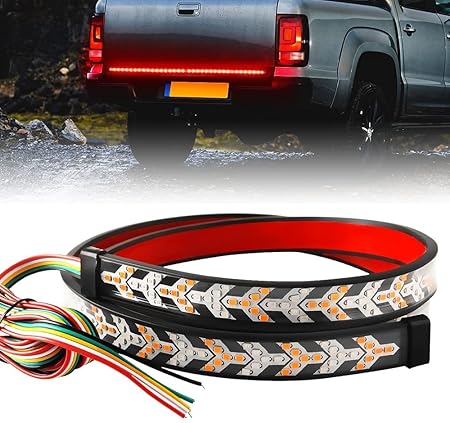 48 Inch Sequential Amber Turn Signal Tailgate Light Strip | Double Flashing LED Truck Tail Light | Universal Fit for Cars, Trucks, SUV & Vans Image