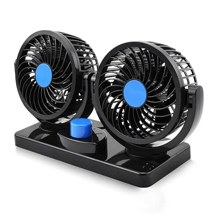 Mitchell 12V DC Dual Head Car Fan | 360° Rotatable Dashboard Cooling Fan | Powerful 2 Speed Auto Air Fan for Cars Image