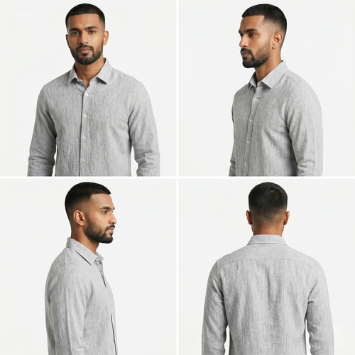 Men’s Light Grey Textured Slim Fit Full Sleeve Casual Formal Shirt
