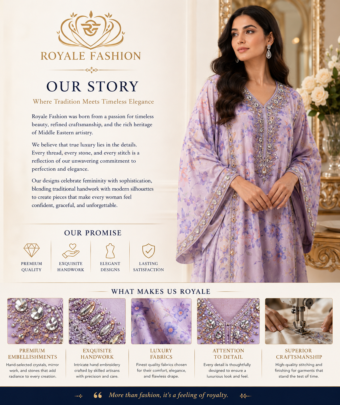 Royale Fashion Women's Premium Floral Printed Abaya with Crystal Stone Hand Embroidery, Luxury Kaftan Maxi Dress, Lightweight Modest Wear for Party, Eid & Evening Wear Image 