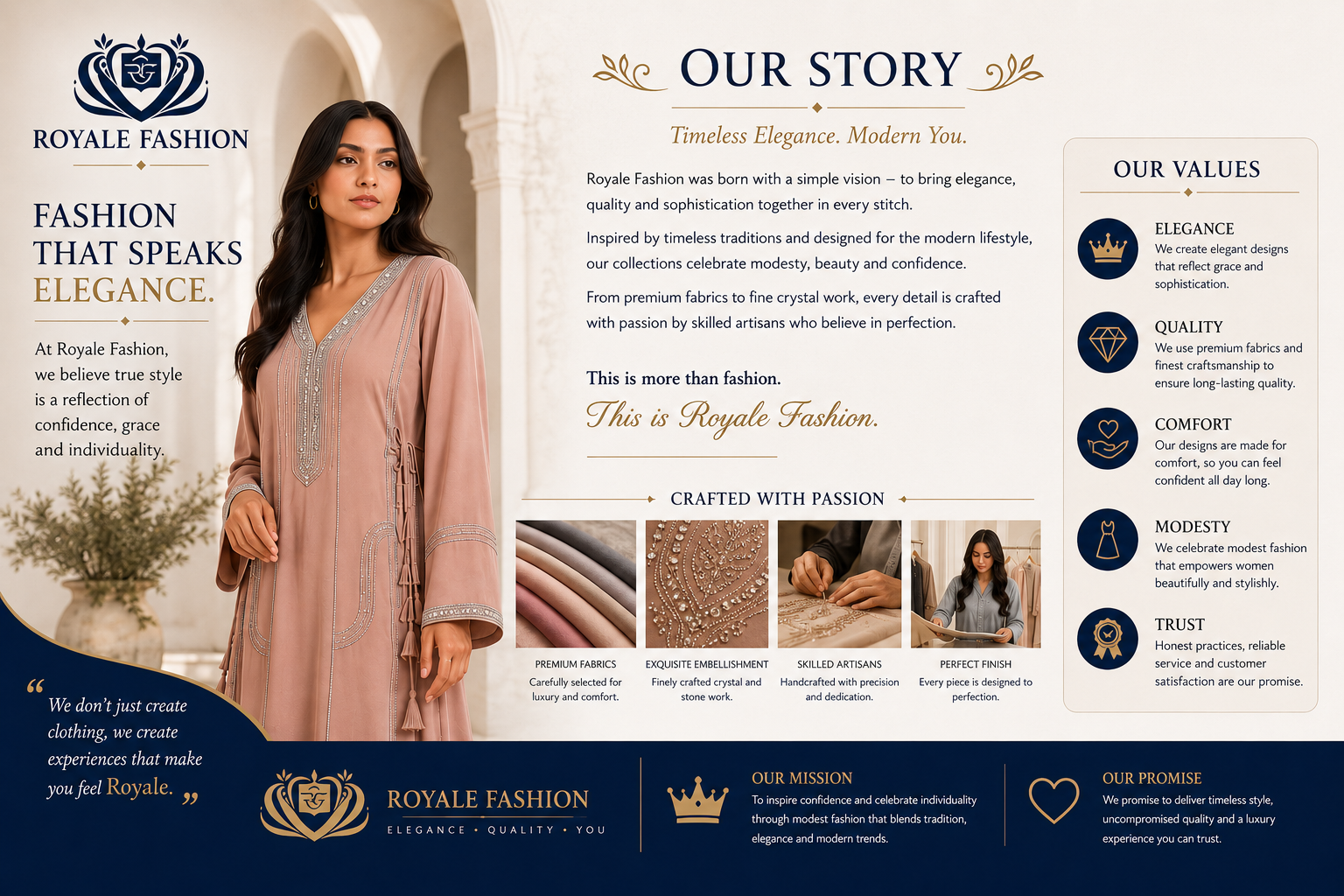 Royale Fashion Women's Luxury Kaftan Abaya Dress with Crystal Stone & Mirror Embroidery, V-Neck Long Sleeve Modest Maxi Dress for Eid, Ramadan, Evening Party & Formal Wear – Beige Image 