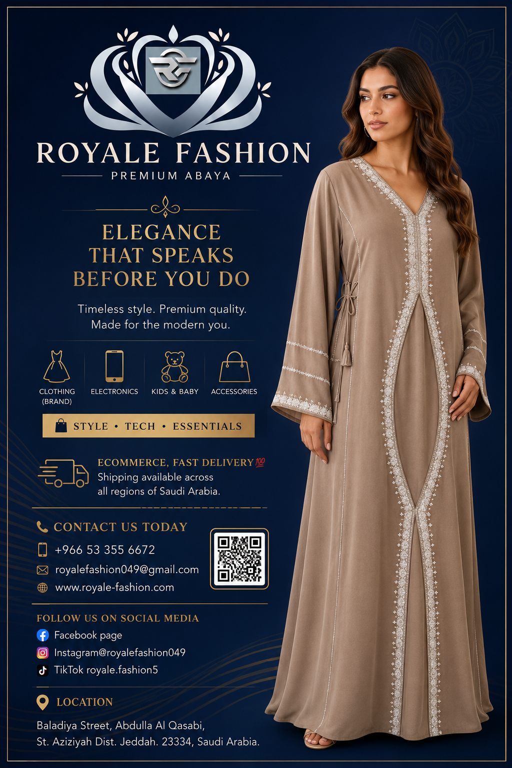 Royale Fashion Women's Luxury Crystal Stone Embroidered Abaya, Premium Kaftan Dress with Rhinestone, Mirror Work, Lace Embroidery, Long Sleeve Modest Maxi Dress for Eid, Ramadan & Special Occasions, Taupe Image 