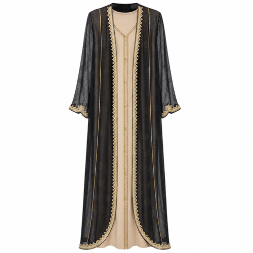 Royale Fashion Women's Luxury Embroidered Open Front Abaya Kaftan with Crystal Stone Work, Premium Beaded Formal Islamic Maxi Dress for Eid, Ramadan, Wedding & Party.