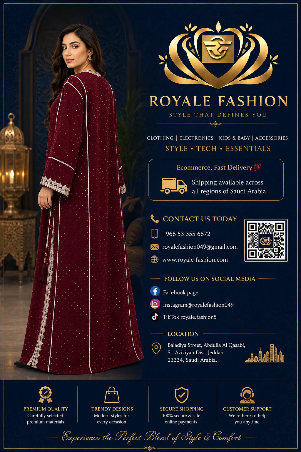 Royale Fashion Women's Luxury Crystal Stone Embroidered Kaftan Abaya – Premium Rhinestone & Metallic Thread Embellished Maxi Dress, Long Sleeve Modest Islamic Dress, Burgundy Image 
