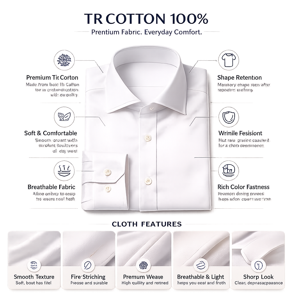 Royale Fashion Men's Premium White Slim Fit Formal Shirt | Long Sleeve Classic Collar | Wrinkle-Resistant Office & Business Wear Image 
