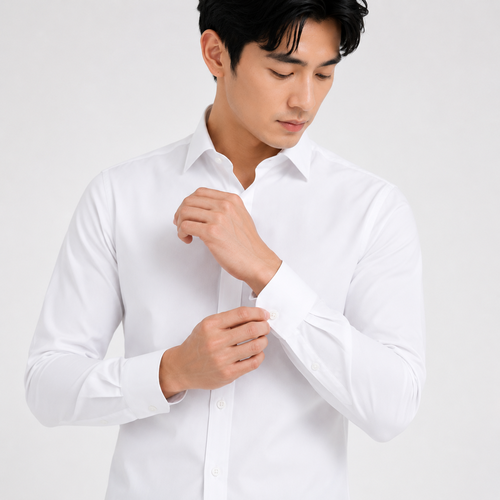 Royale Fashion Men's Premium White Slim Fit Formal Shirt | Long Sleeve Classic Collar | Wrinkle-Resistant Office & Business Wear Image