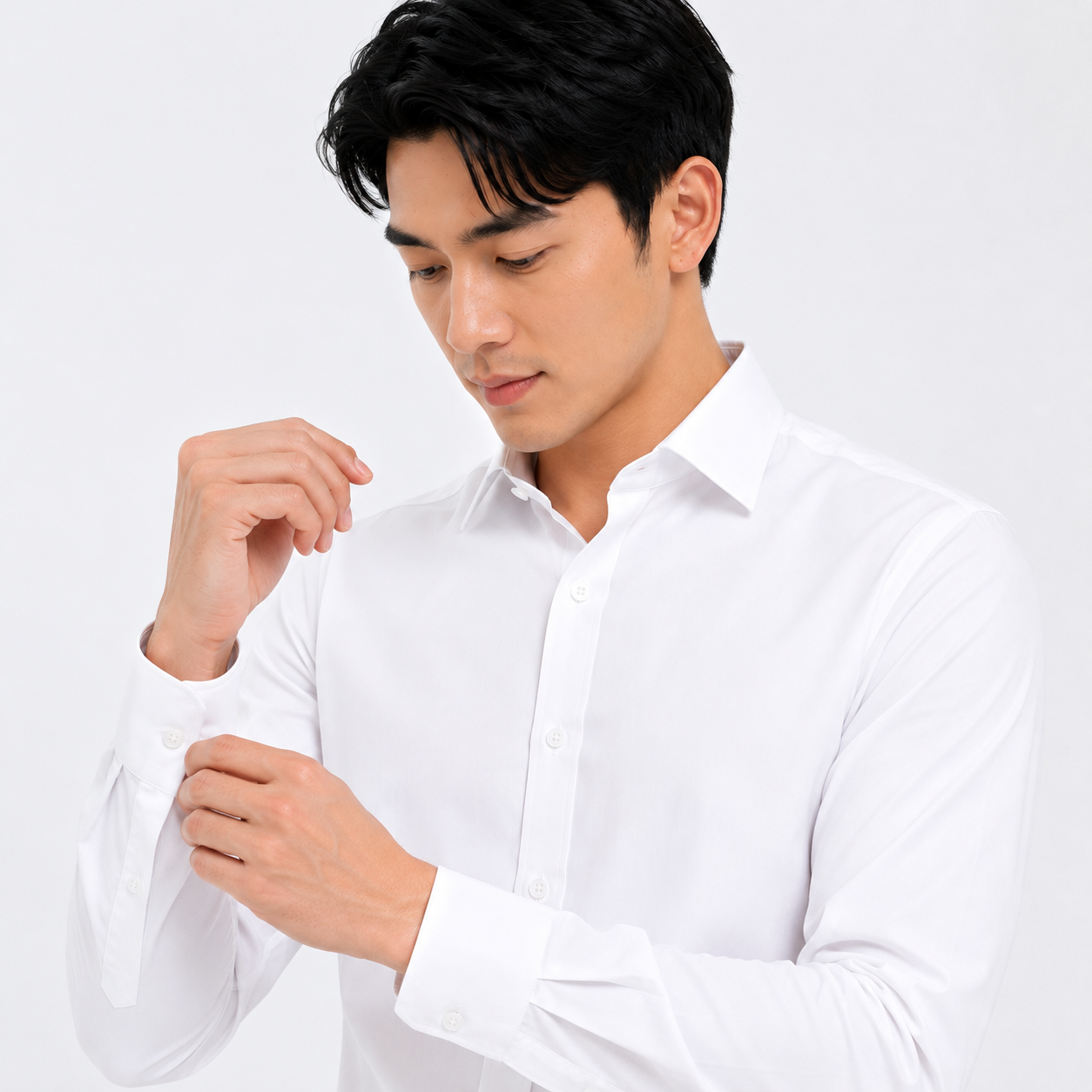 Royale Fashion Men's Premium White Slim Fit Formal Shirt | Long Sleeve Classic Collar | Wrinkle-Resistant Office & Business Wear Image 