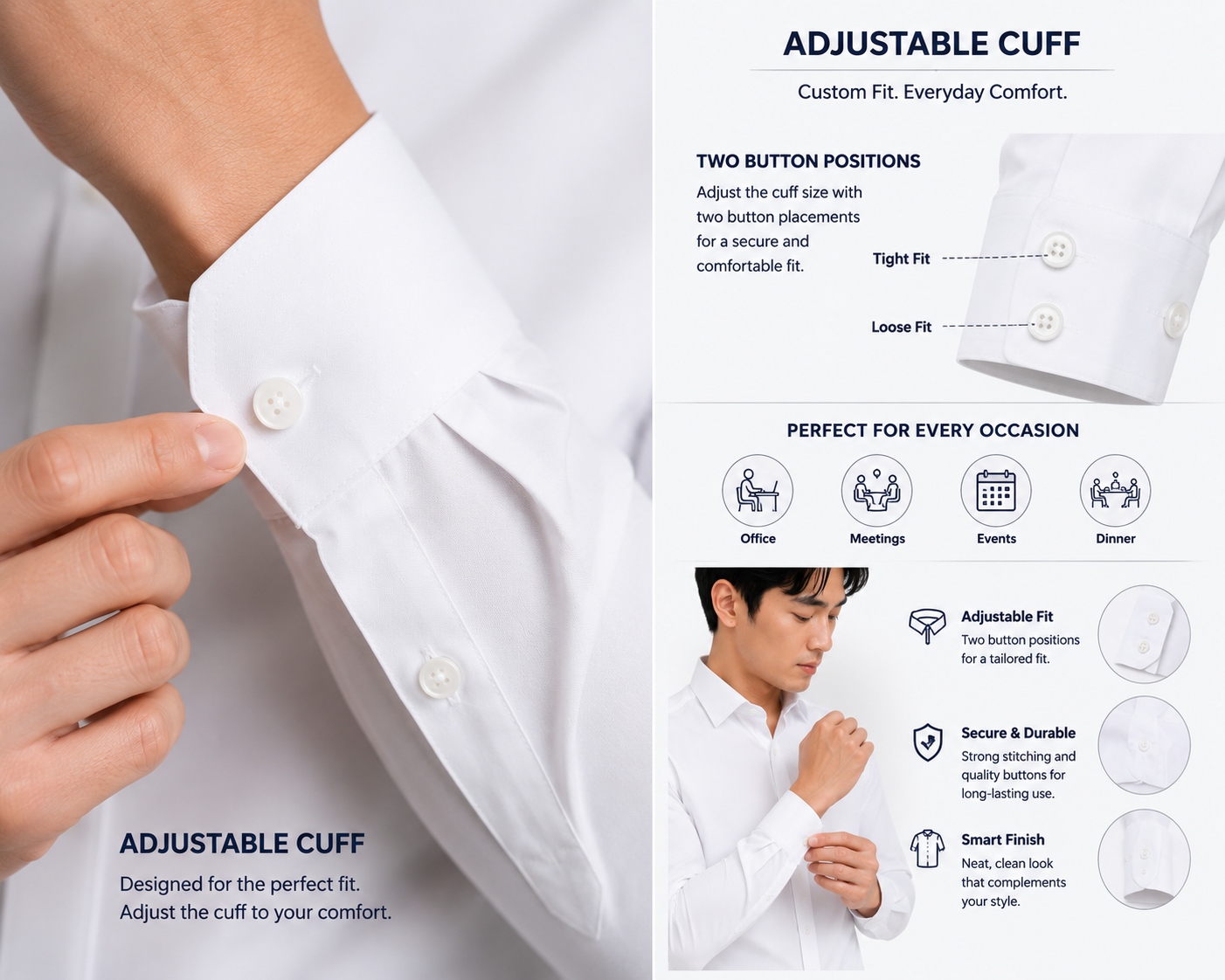 Royale Fashion Men's Premium White Slim Fit Formal Shirt | Long Sleeve Classic Collar | Wrinkle-Resistant Office & Business Wear Image 
