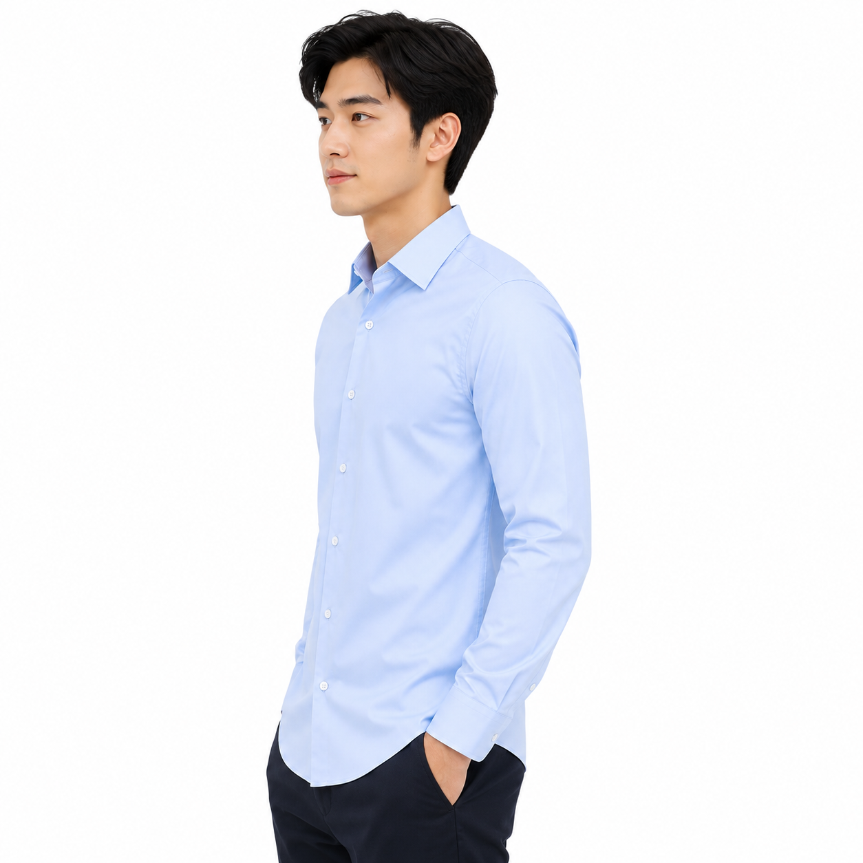 Royale Fashion Men's Classic Fit Sky Blue Formal Shirt | Premium Breathable Fabric | Long Sleeve Button-Down | Office & Business Casual Dress Shirt Image 