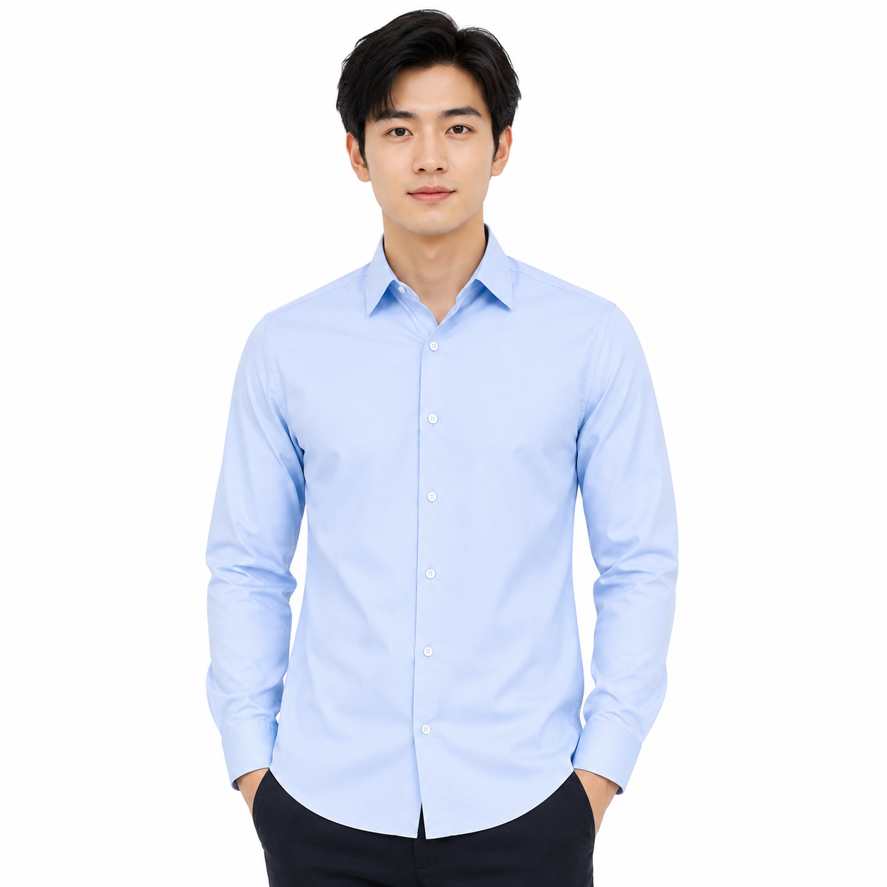 Royale Fashion Men's Classic Fit Sky Blue Formal Shirt | Premium Breathable Fabric | Long Sleeve Button-Down | Office & Business Casual Dress Shirt Image