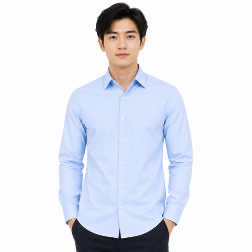 Royale Fashion Men's Classic Fit Sky Blue Formal Shirt | Premium Breathable Fabric | Long Sleeve Button-Down | Office & Business Casual Dress Shirt Image