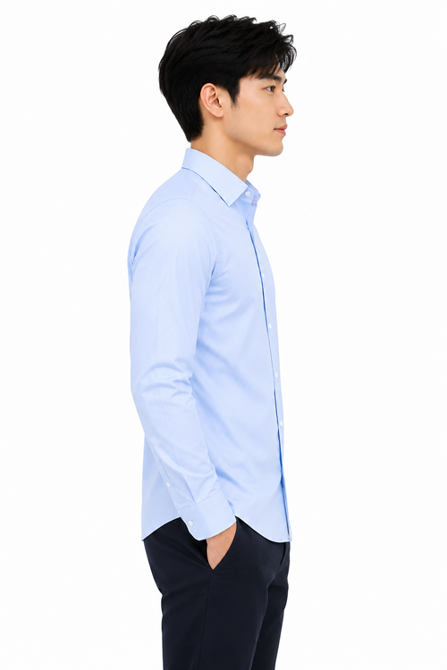 Royale Fashion Men's Classic Fit Sky Blue Formal Shirt | Premium Breathable Fabric | Long Sleeve Button-Down | Office & Business Casual Dress Shirt