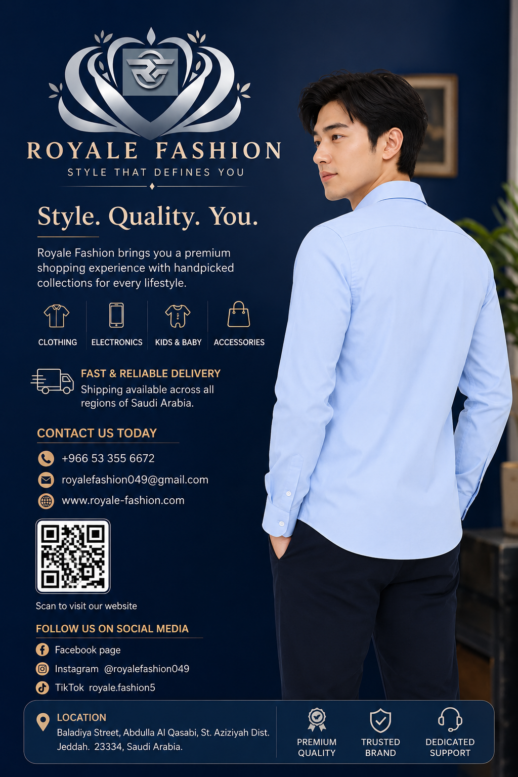 Royale Fashion Men's Classic Fit Sky Blue Formal Shirt | Premium Breathable Fabric | Long Sleeve Button-Down | Office & Business Casual Dress Shirt Image 