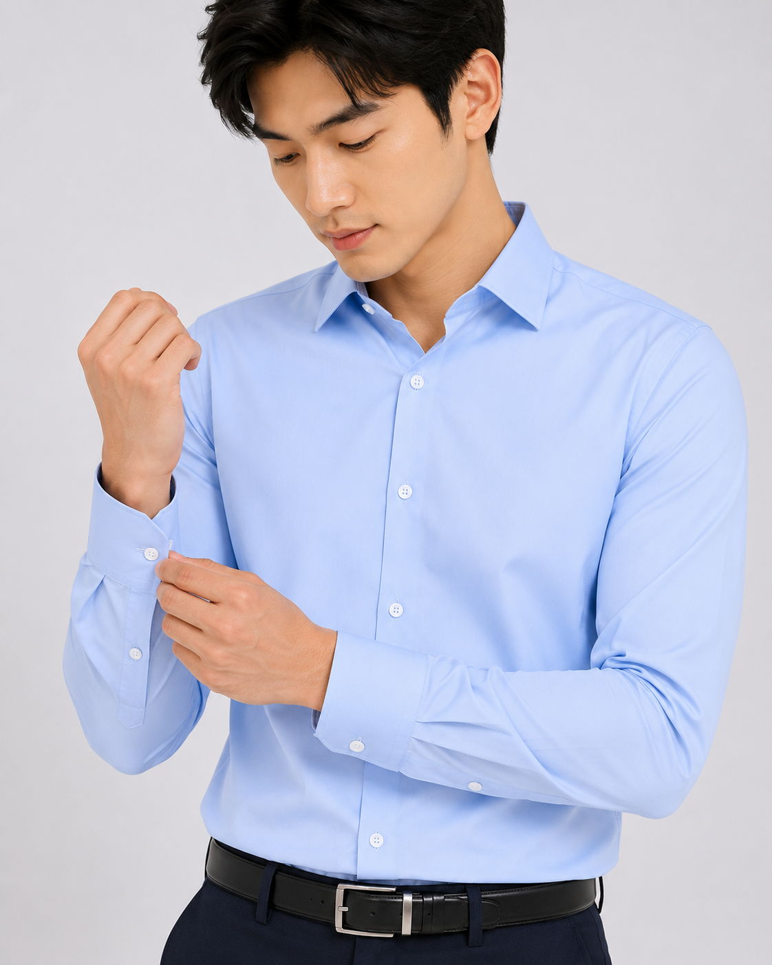 Royale Fashion Men's Classic Fit Sky Blue Formal Shirt | Premium Breathable Fabric | Long Sleeve Button-Down | Office & Business Casual Dress Shirt Image 