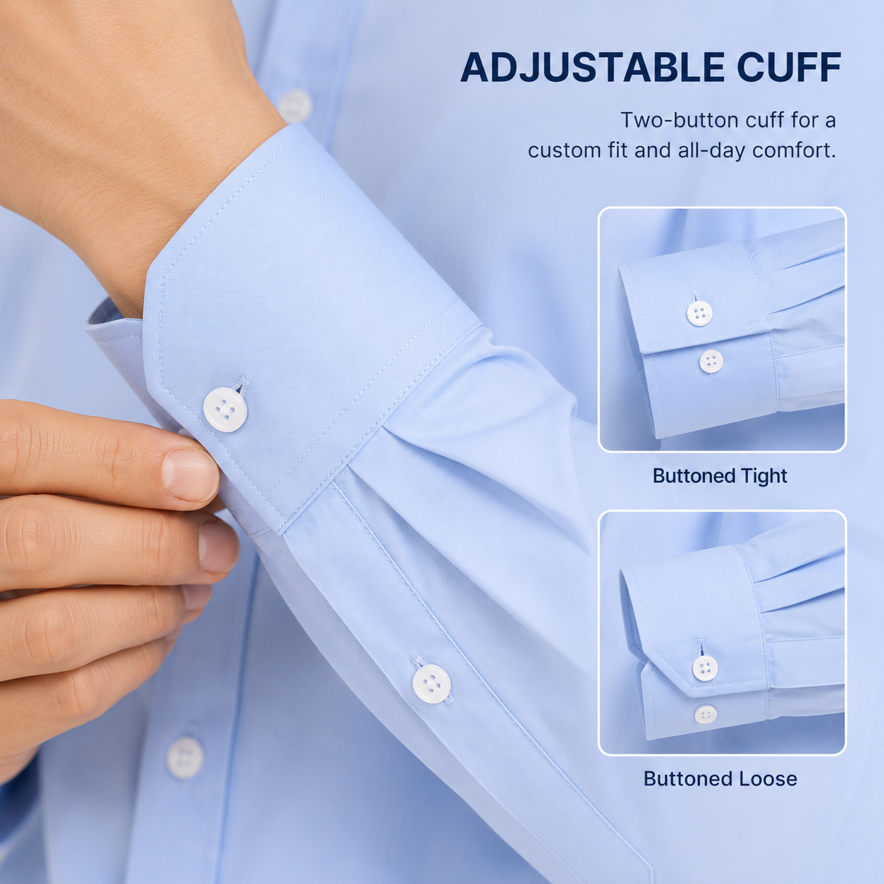Royale Fashion Men's Classic Fit Sky Blue Formal Shirt | Premium Breathable Fabric | Long Sleeve Button-Down | Office & Business Casual Dress Shirt Image 